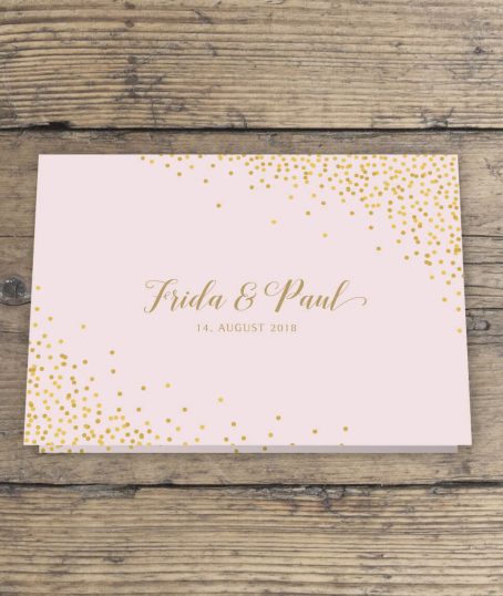 Einladungskarte Hochzeit in rosa gold Klappkarte