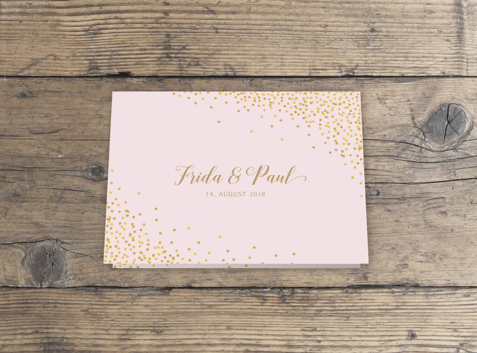 Einladungskarte Hochzeit in rosa gold Klappkarte