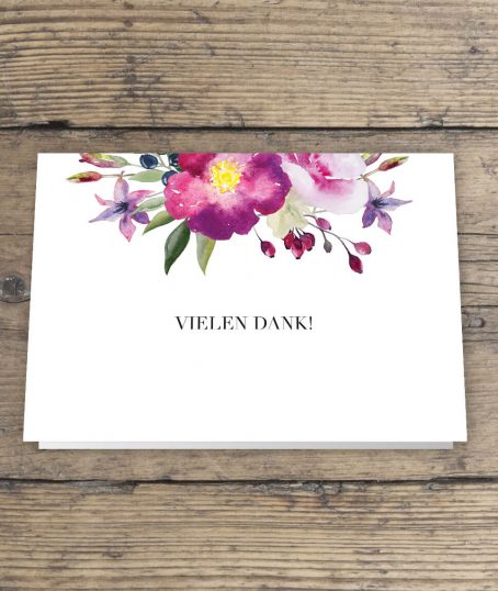 Wunderschönes rosen Aquarell design Dankeskarte Hochzeitspapeterie Klappkarte