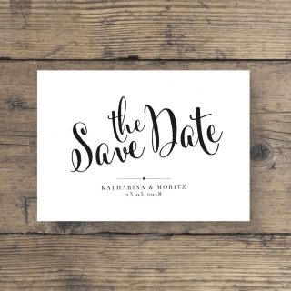 Modernes Hochzeitskartendesign Save The Date Postkarte Schwarz Weiß Look