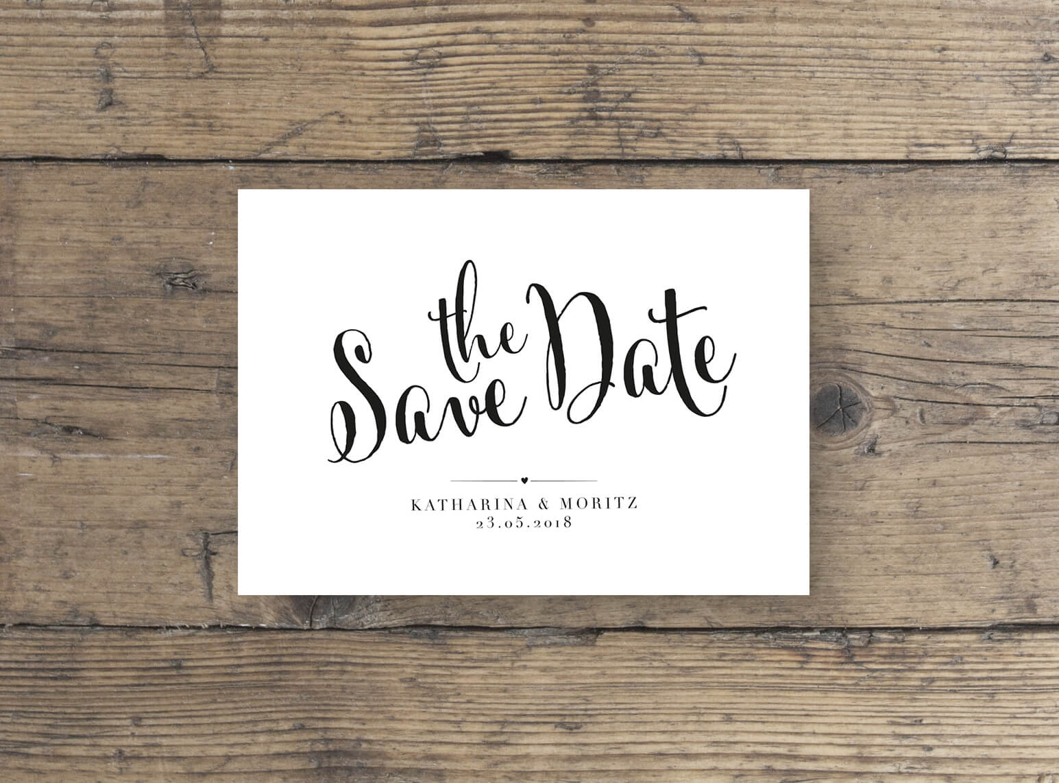 Modernes Hochzeitskartendesign Save The Date Postkarte Schwarz Weiß Look