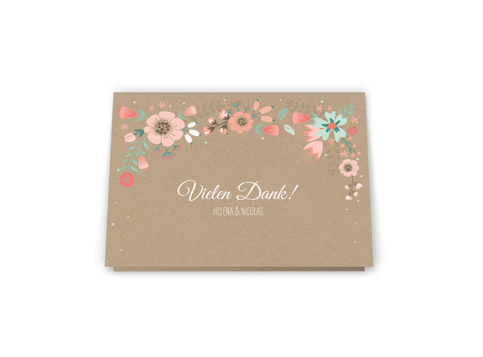 Dankesklappkarte im Rustikalen Verspielten Blumen design Kraftpapier Hochzeitspapeterie