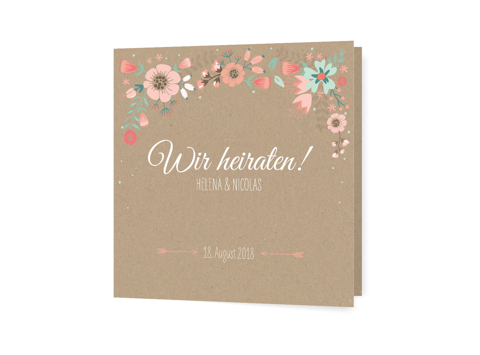 Hochzeitseinladung | Kraftpapier, Vintage, Blumen Design