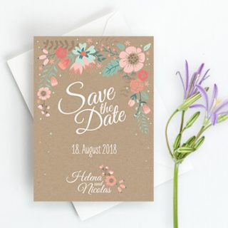 Save The Date Karten, Vintage, Kraftpapier, Hochzeitskarten